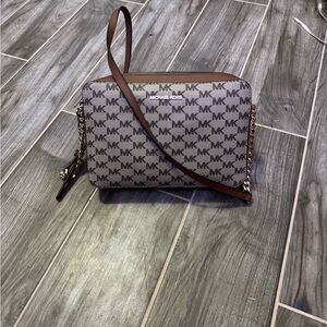 Michael Kors Gray and Brown Crossbody Bag